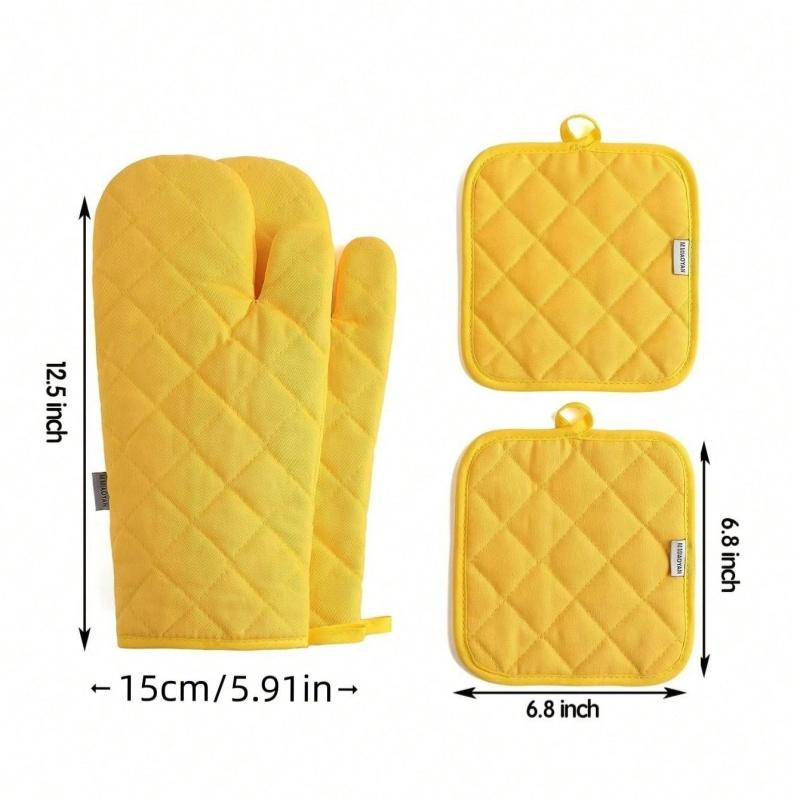 4-piece Set of Oven Gloves with High Heat Resistance, Thick Kitchen Extension, Oven Gloves for Kitchen Baking