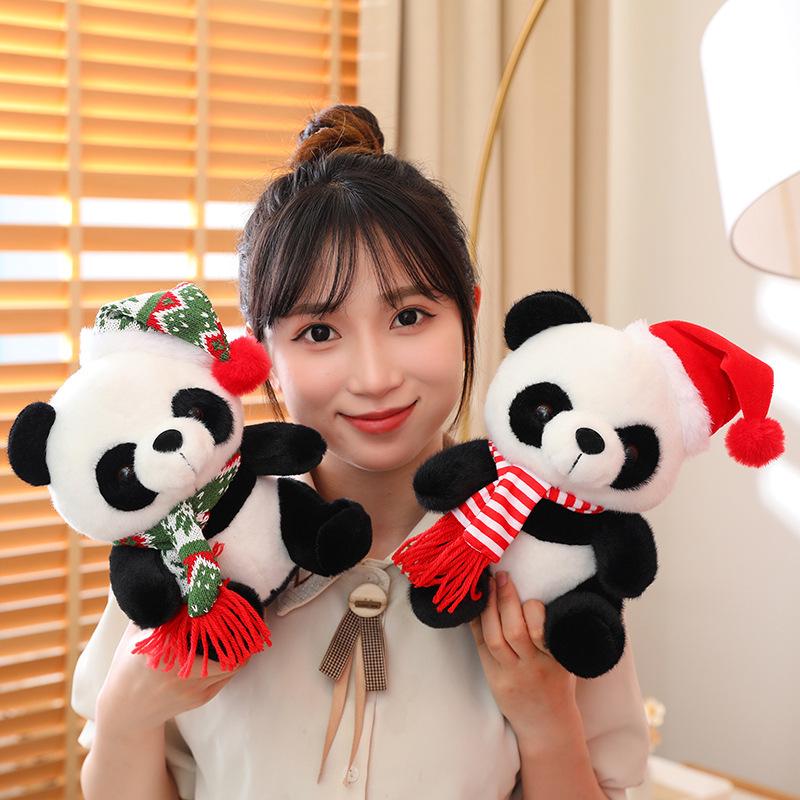 Cute Christmas Panda Plush Doll: Big Panda Hug Pillow Mascot