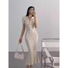 European & American Fishtail Knit Dress: Women's Summer Slim Fit Polo with Short Sleeves and Hip Wrap Skirt