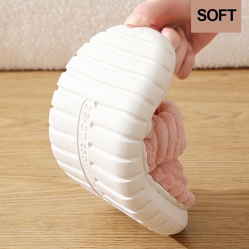 Fashion Cross Strap Corduroy Platform Slippers Women Thick Sole Comfortable Indoor House Slippers Woman Open Toe Non Slip Cotton Shoes