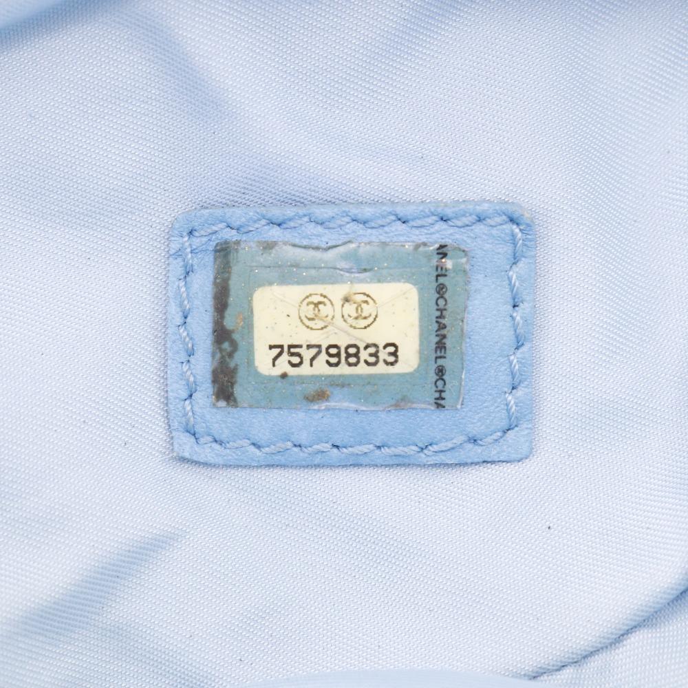 Chanel New Travel Line Handbag A15973 Light Blue Nylon Canvas Women Used