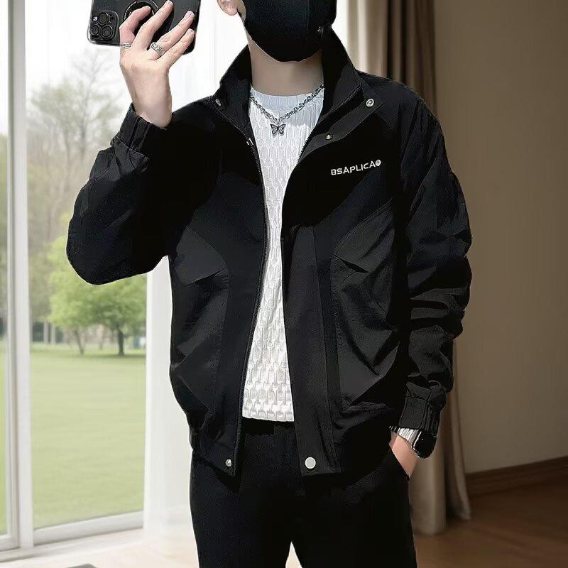 

Trendy brand ruffian handsome tooling jacket men s spring and autumn trend embroidered jacket 2025 new men s casual spring top 4XL чёрный