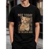 Men's Funny Cat Graphic Tee With Sassy Orange Tabby Print, Relaxed Fit Cotton Crewneck T-Shirt For Casual Wear And Pet Lovers