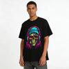 Vibrant Headphone Skull Print Edgy Streetwear Casual T-Shirt Pure cotton T-shirt