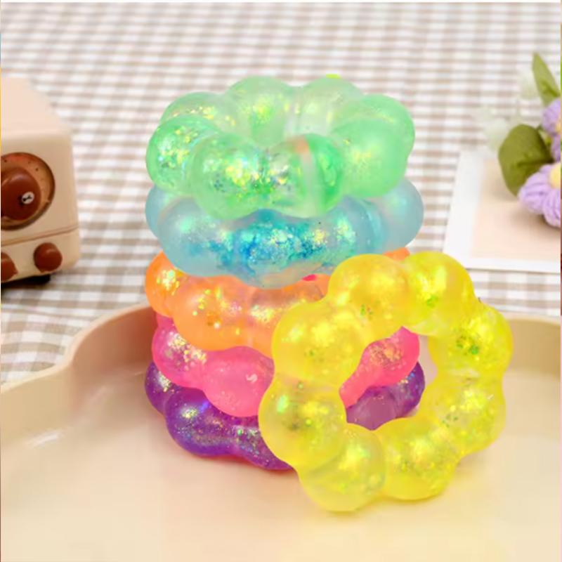 1/3/6Pcs TPR Crystal Garland Transparent Donut Color Bracelet Soft Stress Relief Crystal Squishy Fidget Sensory Party Favor Gift