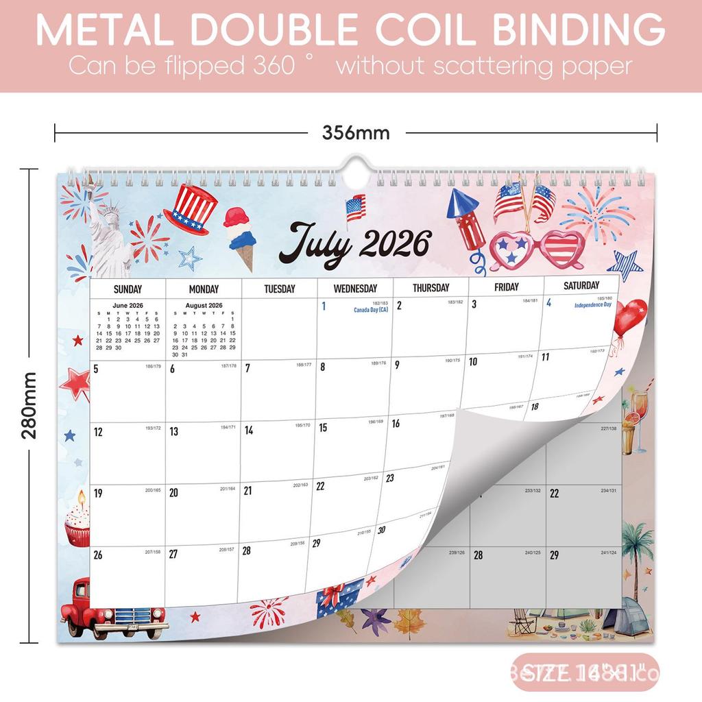 2026 English Minimalist Wall Calendar - Wall-Mounted Design