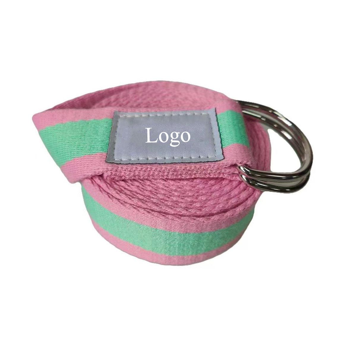 Fitness Natural Cotton Organic Custom logo Cotton Yoga Stretch Belt Orange Strap Belt Purple with D Ring