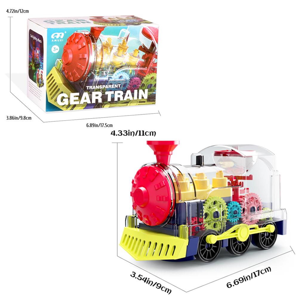 Transparent Electric Gear Train Toys With Music and Rotating Light Electric Gear Locomotive Toy