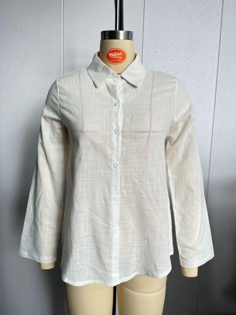 2026 European & American Solid Color Casual Loose Long-Sleeved Linen Shirt