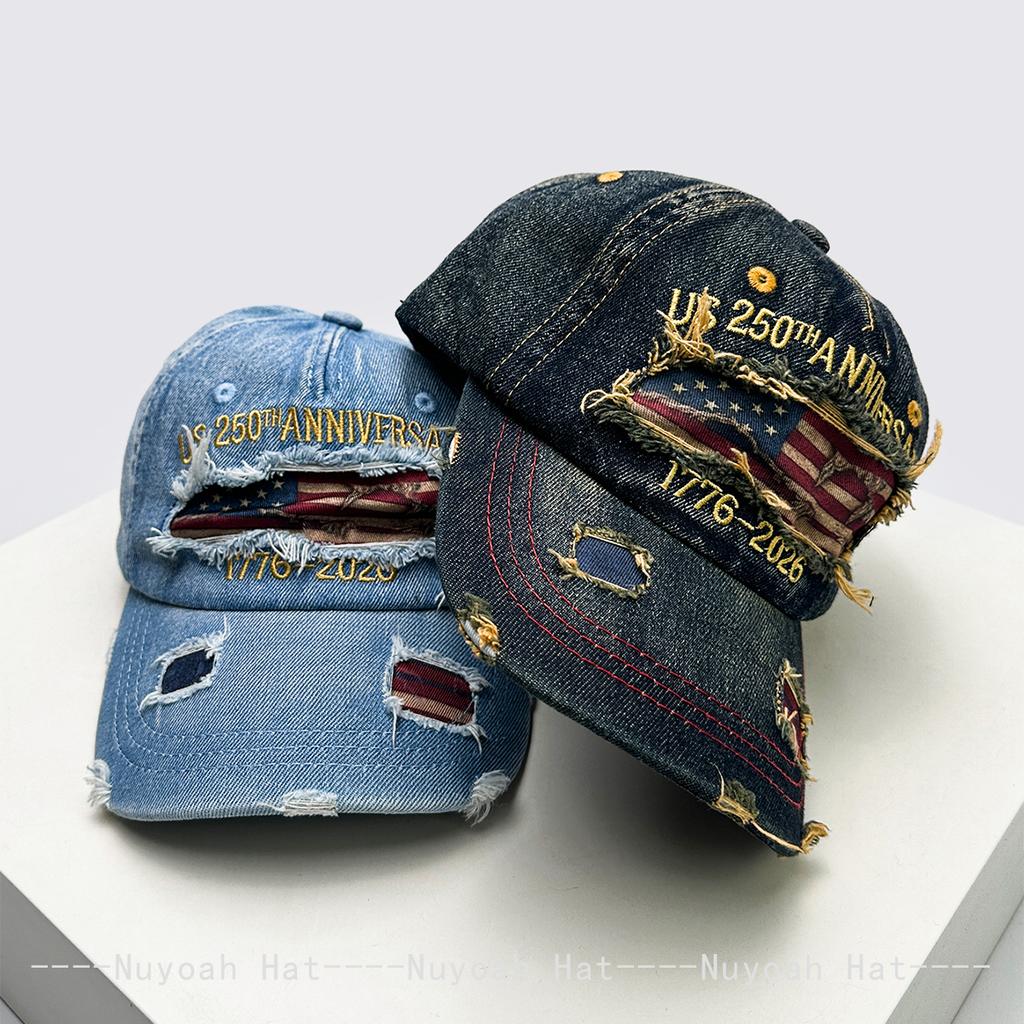 Baseball Letteringing Alphabet Stitched Flag American Women Men Her Him For Fresh Caps Peaked Hats Sunshade Personal Versatile Broken Distress