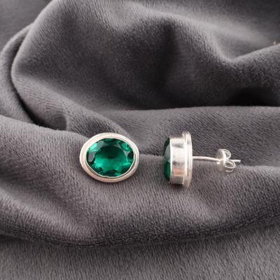 Orecchini Gioiello Pietra Preziosa Smeraldo Verde, Splendidi Orecchini in Argento Fatti a Mano, Gioielli in Argento Sterling 925 per Regalo di Matrimonio