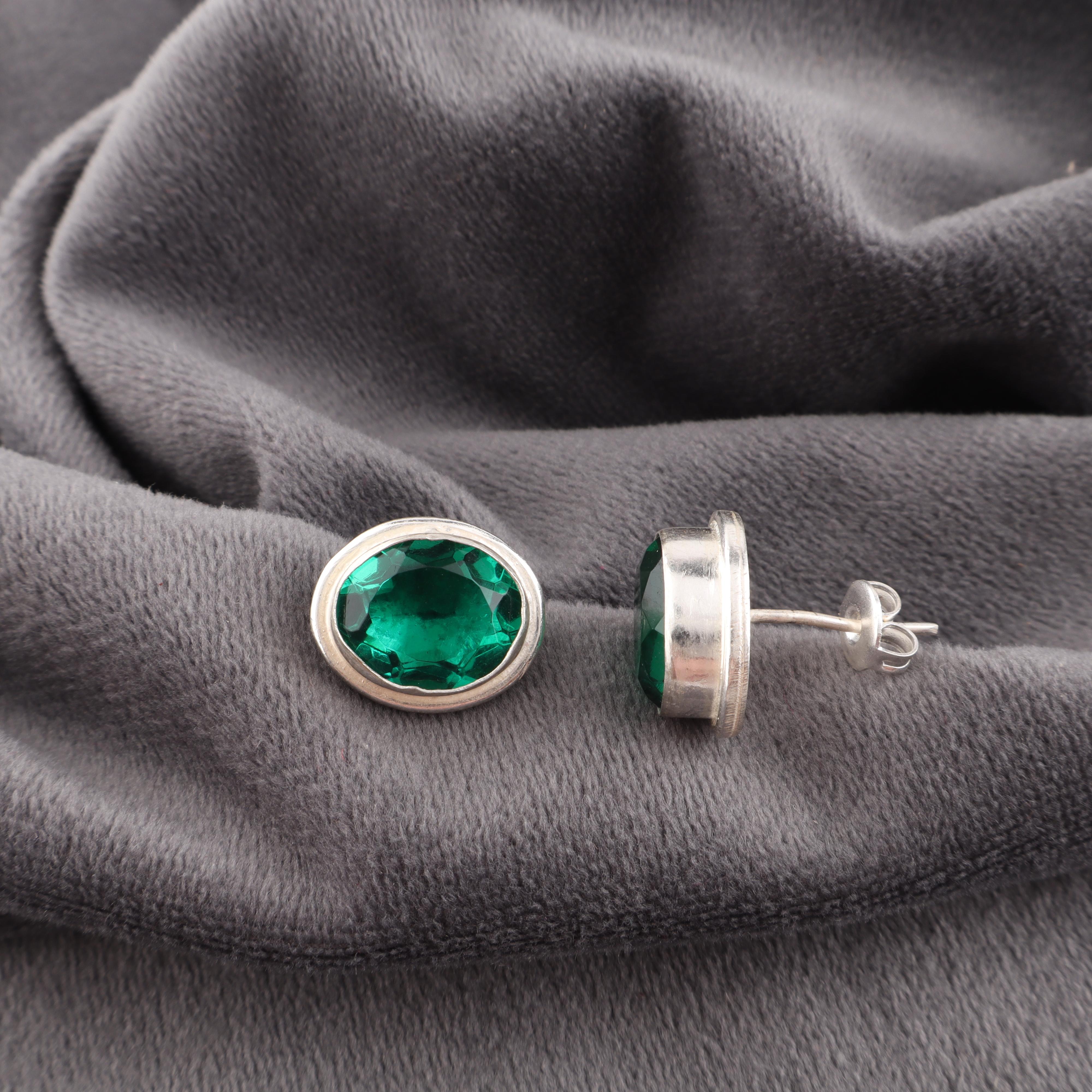 

Серьги с зеленым изумрудом, ювелирные изделия, великолепные серебряные серьги ручной работы, ювелирные изделия из стерлингового серебра 925 пробы для свадебного подарка 0.5 Inches зелёный