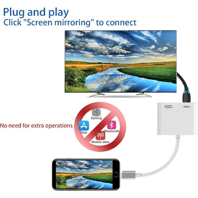 Lightning To MI Adapter 0P Screen Converter Compatible iPhone To HDMI Adapter for iPhone iPod Models TV Monitors Projector