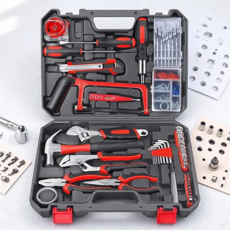 19/43/120 Piece Hand Tool Kit Set with Toolbox MultiFunctional Household DIY Tool Set with Screwdriver Hammer Wrench Pliers Tape