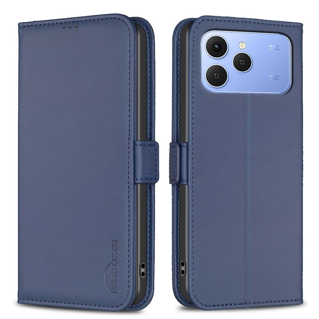 

For TECNO Spark 40 Pro+ 4G Case BINFEN COLOR BF31 PU Leather Flip Folio Phone Wallet Cover Blue
