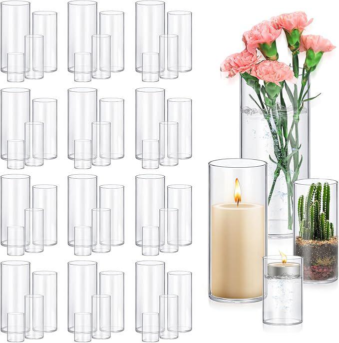 Cylindrical Glass Flower Vase for Wedding and Home Décor