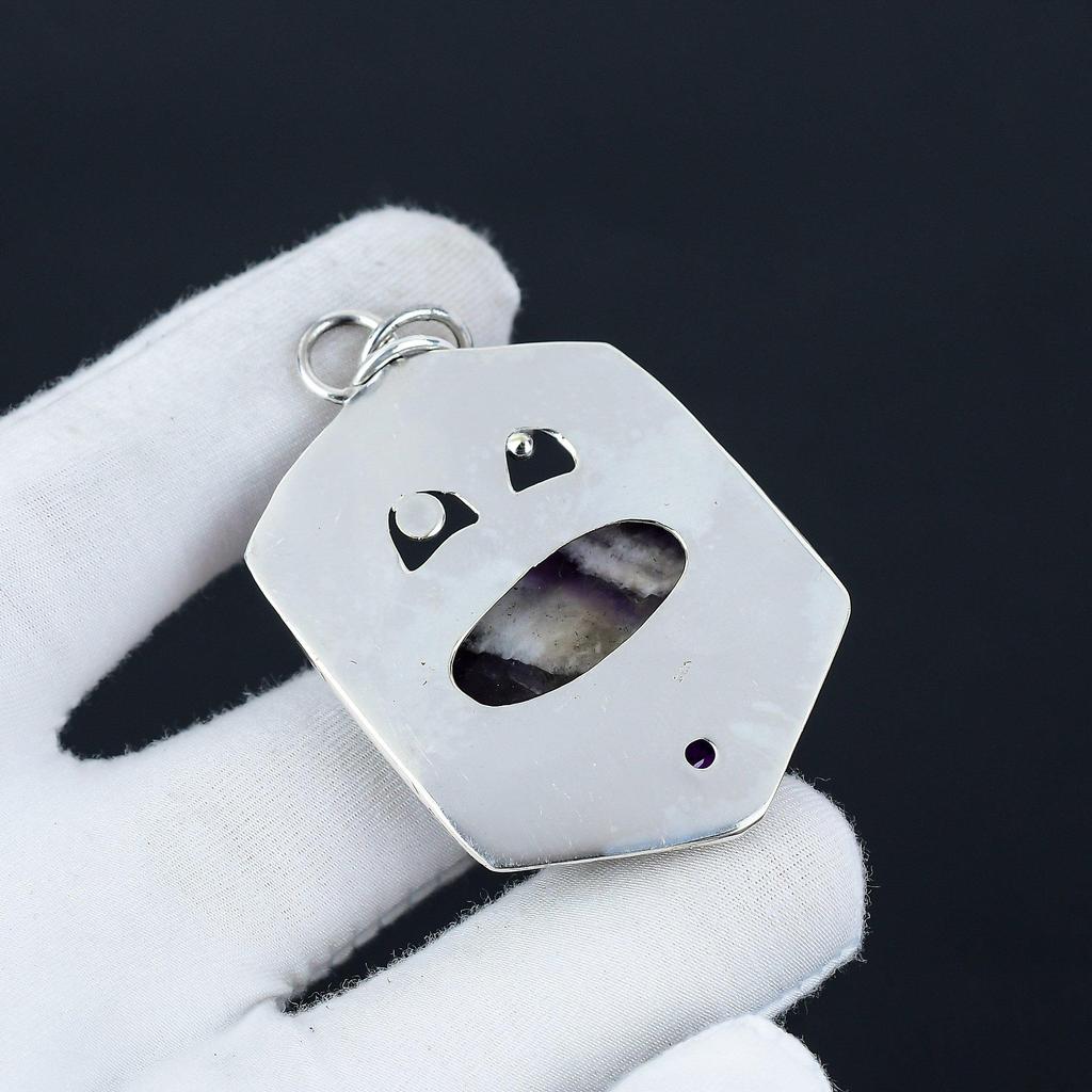 Chevron Amethyst Gemstone Pendant, Natural Chevron Amethyst Gemstone Handmade 925 Sterling Silver Chevron Amethyst Pendant For Women Pendant For Gifts