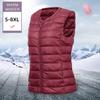Women's Sleeveless Vest Round Neck Commuter Style Lightweight White Duck Down Puffer Gilet Zipper Sleeveless Waistcoat