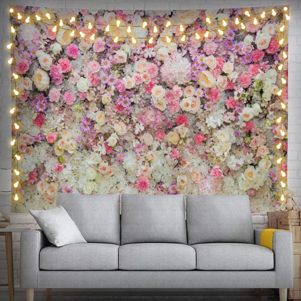 Aesthetic Leopard Print Peony Tapestry, Pink Floral Animal Print Pattern Wall Hanging, Y2K Boho Tapestry For Bedroom Living Room