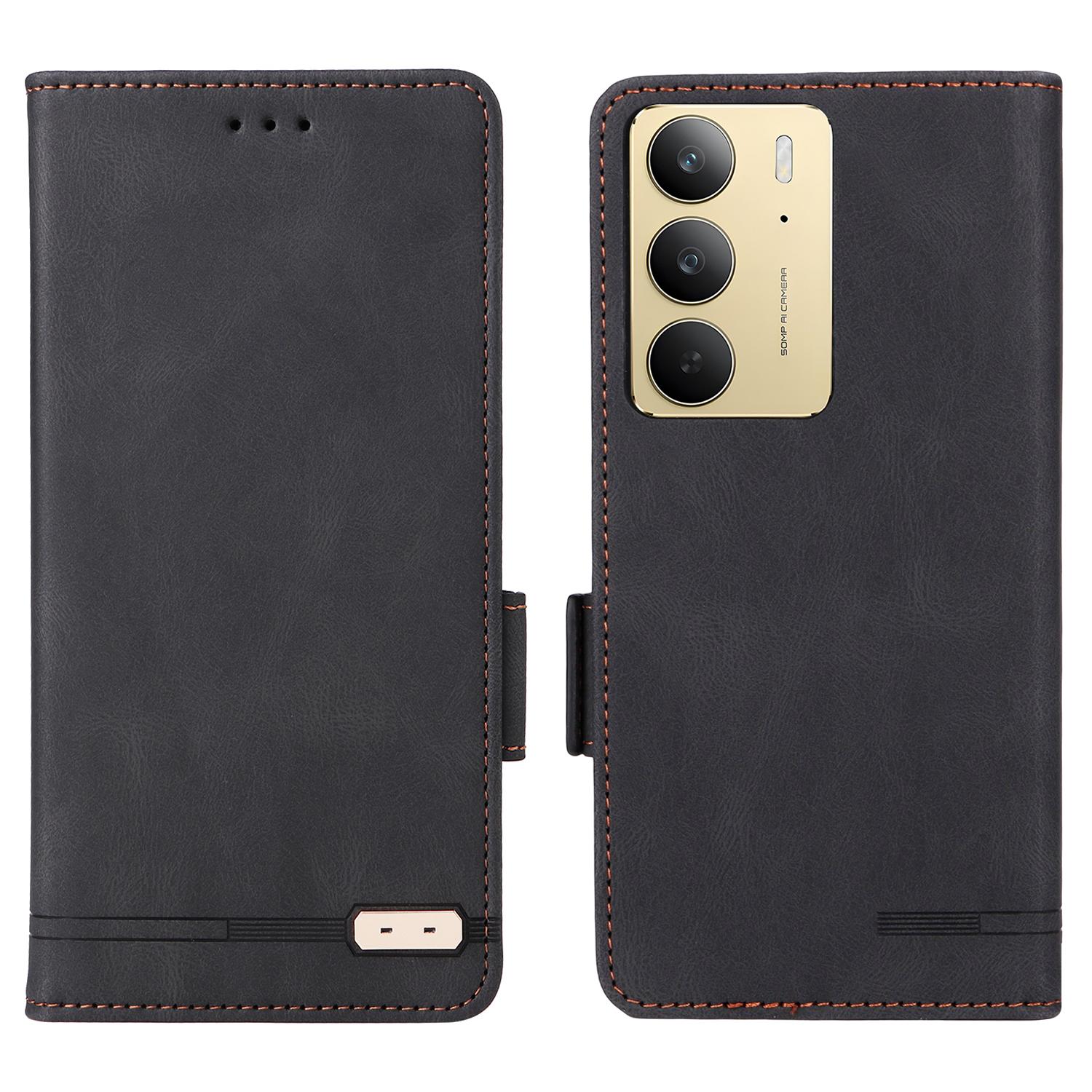 

For Realme C75 4G Case Leather Wallet Flip Phone Cover with Hardware Decor D