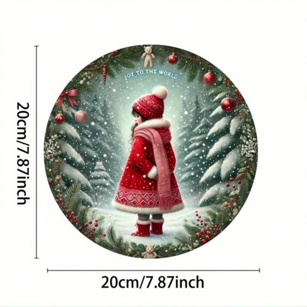 Joy to The World Metal Sign Christmas Girl Wall Art 7.87 Inch Rustic Home Door Decor Festive Gift for Women