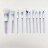 Blue Transparent Handle Makeup Brush Set Gradient Ferrule Soft Synthetic Hair Full Face Cosmetic Brushes for Powder Eyeshadow