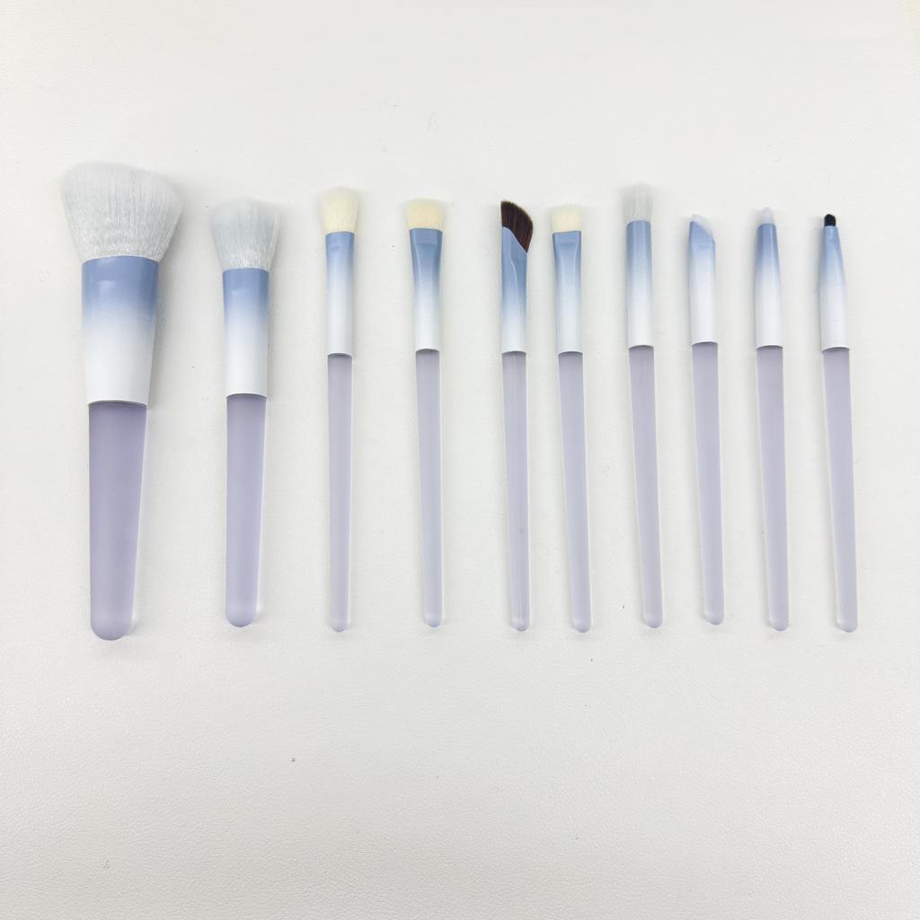 Blue Transparent Handle Makeup Brush Set Gradient Ferrule Soft Synthetic Hair Full Face Cosmetic Brushes for Powder Eyeshadow