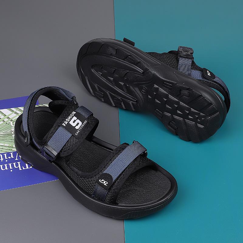 Non-Slip Men's Sandals for Summer New Wear-Resistant Breathable Simple Black-Soled Men's Business Beach Comfortable Roman Sandal