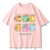 2026 Summer Pokemon Cute Starters Group Print T-Shirt, 100% Cotton Loose Oversized Couple & Family Tee for Travel Game & Sports