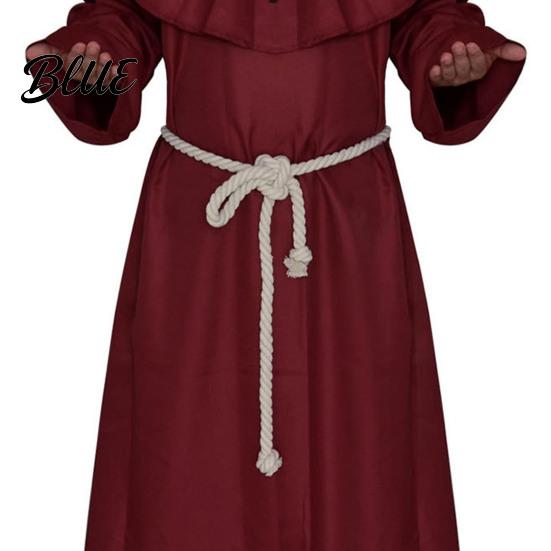 Wizard Sorcerer Costume Friar Medieval Hooded Robe Monk Renaissance Priest Cloak Halloween Cosplay for Adults