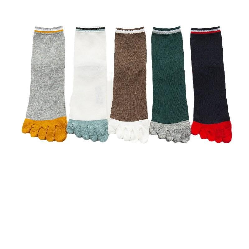 Five-fingered Socks, Men's Mid-calf Socks, Spring and Autumn Cotton Socks, Breathable, Sweat-absorbing, Moisture-wicking Sports Toe Socks