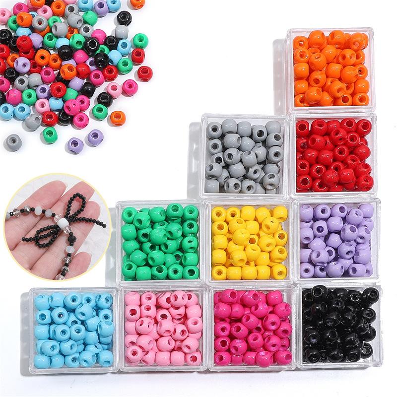 Handmade Bracelet Beads Acrylic Solid Color 8 × 6mm Four-way Straight Hole Beads String Accessories Handmade DIY Bracelet Pendant Jewelry Accessories