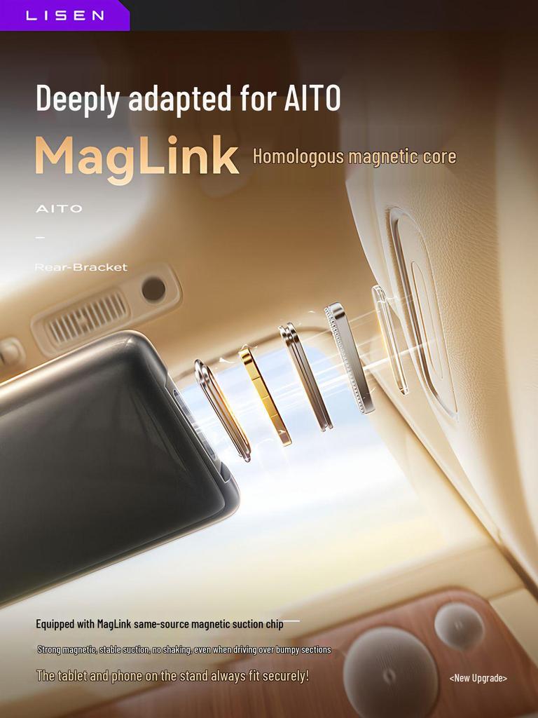 Phone & Tablet Holder for AITO M5-M9 Rear Car Seat with MagLink Interface