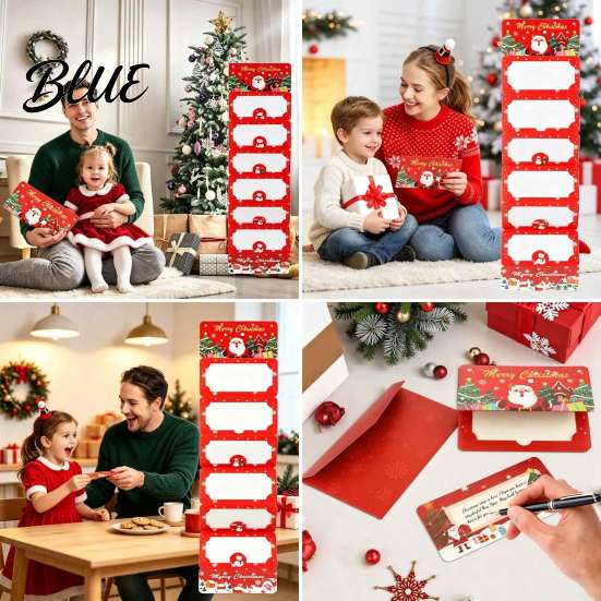 Decorative Cardboard Holder Christmas Cash Gift Envelopes 6 Slots Foldable Money Holder DIY Surprise Box Holiday Card Booklet for Xmas Parties,