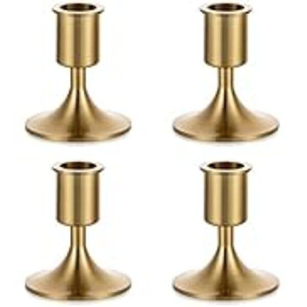 Romadedi Glass for Candlestick - 2 Pcs Clear Small Tapered Candle Holder Dec