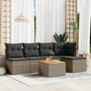 Vidaxl 6-Cz. Garden Furniture Set With Cushions, Grey, Poly Rattan