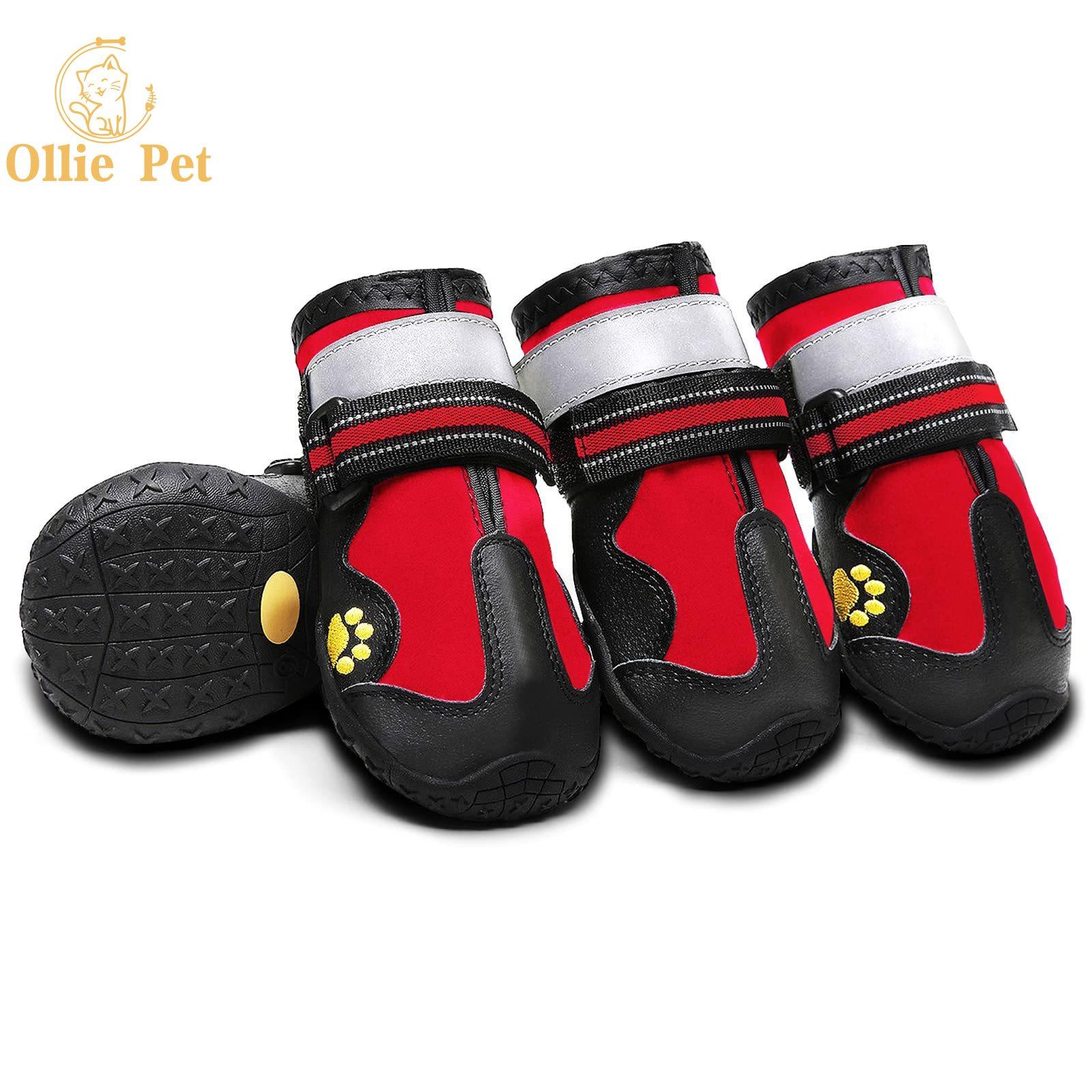 

4 шт. водонепроницаемая обувь для собак, походы на открытом воздухе, противоскользящие резиновые сапоги, светоотражающие, для средних и больших домашних животных, спортивная тренировочная дышащая обувь 5