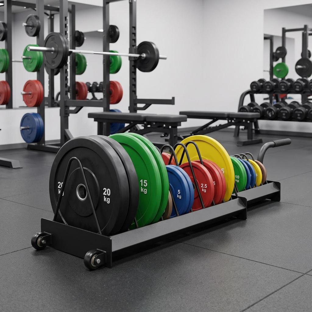 Exercise Disc Storage Rack with Wheels Heavy-Duty Mobile for