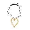 Ingemark Exaggerated Big Hollow Love Heart Pendant Choker Necklace for Women Gothic Knotted Bowknot Adjustable Chain Y2K Jewelry
