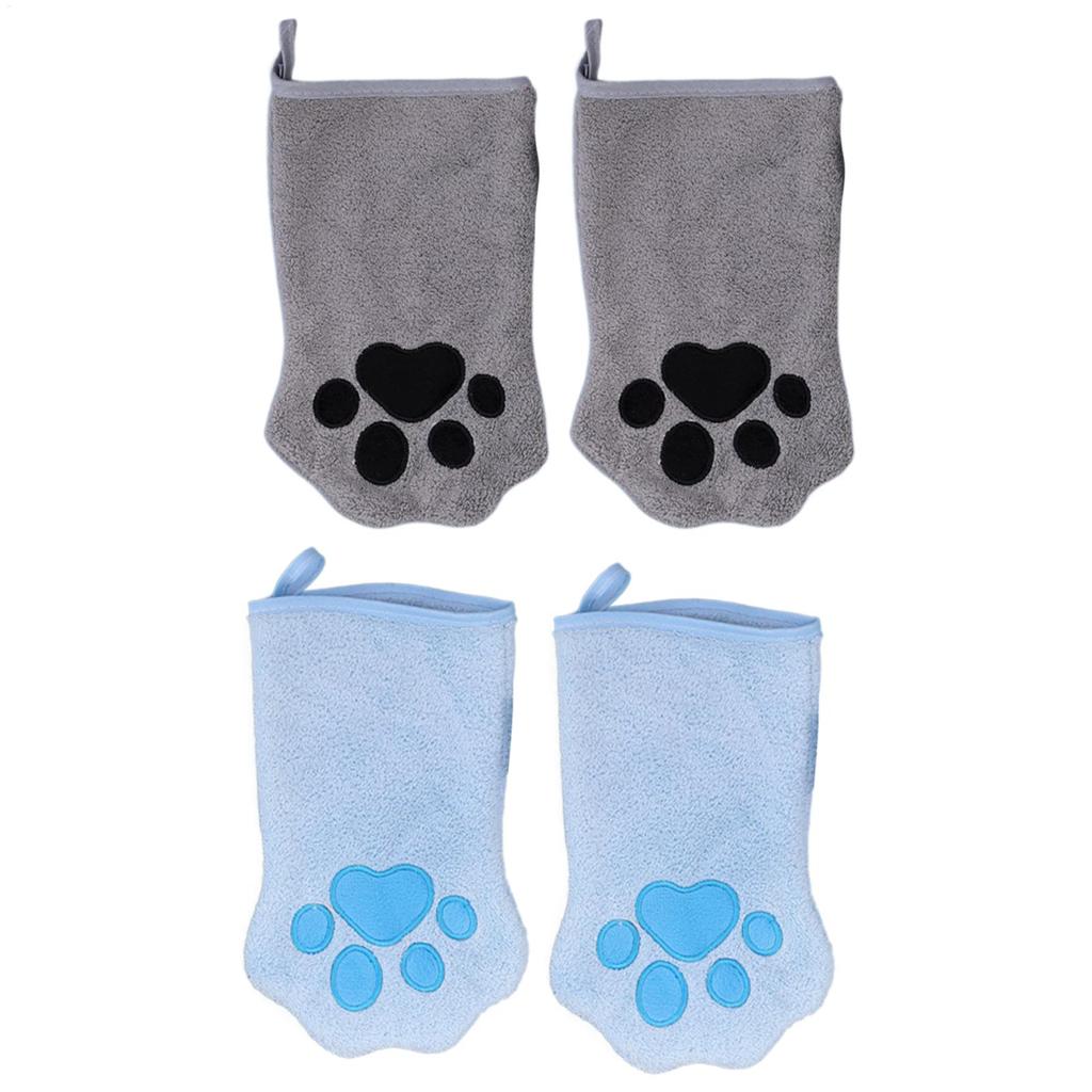 Pet Towels Glove Quick Drying Dog Bathing Gloves Pet Grooming Gloves Multicolor Soft Absorbent Paw Print For Dogs Cats Bathing