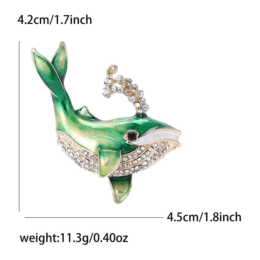 Japonsko a Jižní Korea Roztomilý kreativní slitina drahokamu sprej velryba brož módní všestranný pánský a dámský oděv korsáž šperky pin
