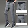 Spring Summer Cotton Men Casual Pants Elastic Waist Business Korean Fashion Straight Classic Solid Color Trousers Black Khaki