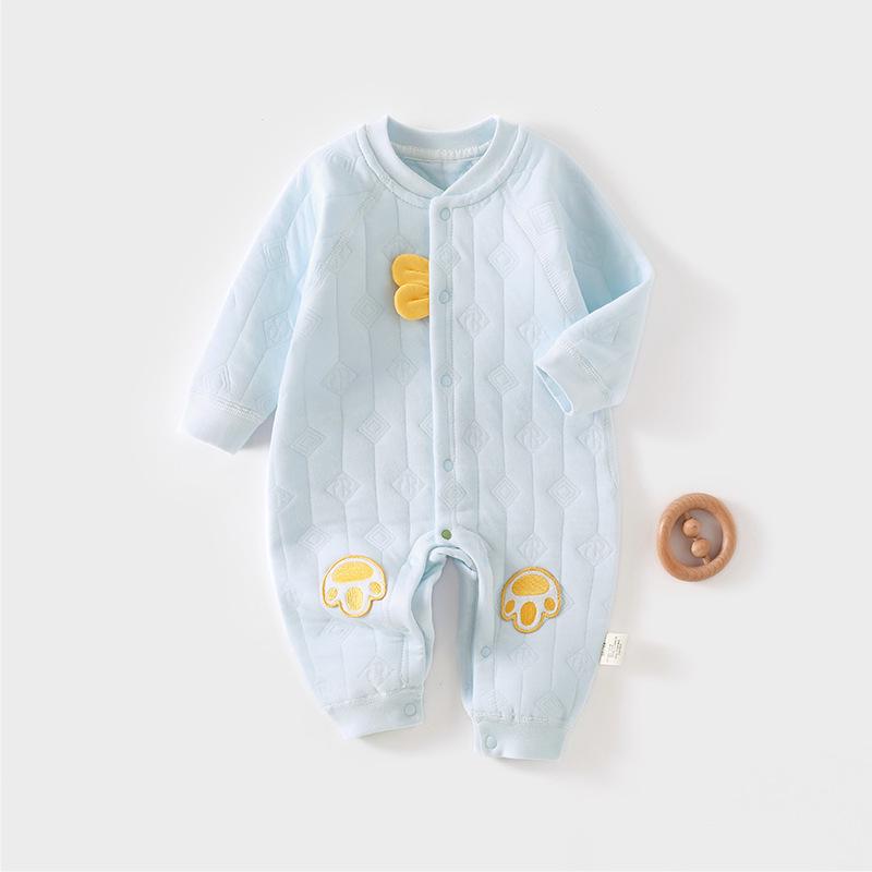 Cozy Air Cotton Baby Romper: Three-Layer Warm, Long-Sleeved Climbing Suit