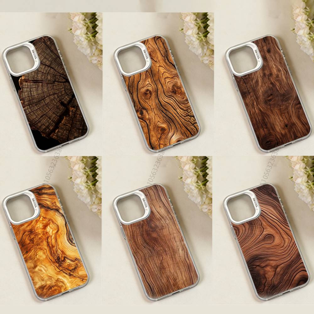 Natürliches Holz-Handyhülle für iPhone 17,16,15,14,13,12,11,Pro,Max,Plus,Mini,X,XS,XR,8,S,SE Weiche Schwarze Hülle