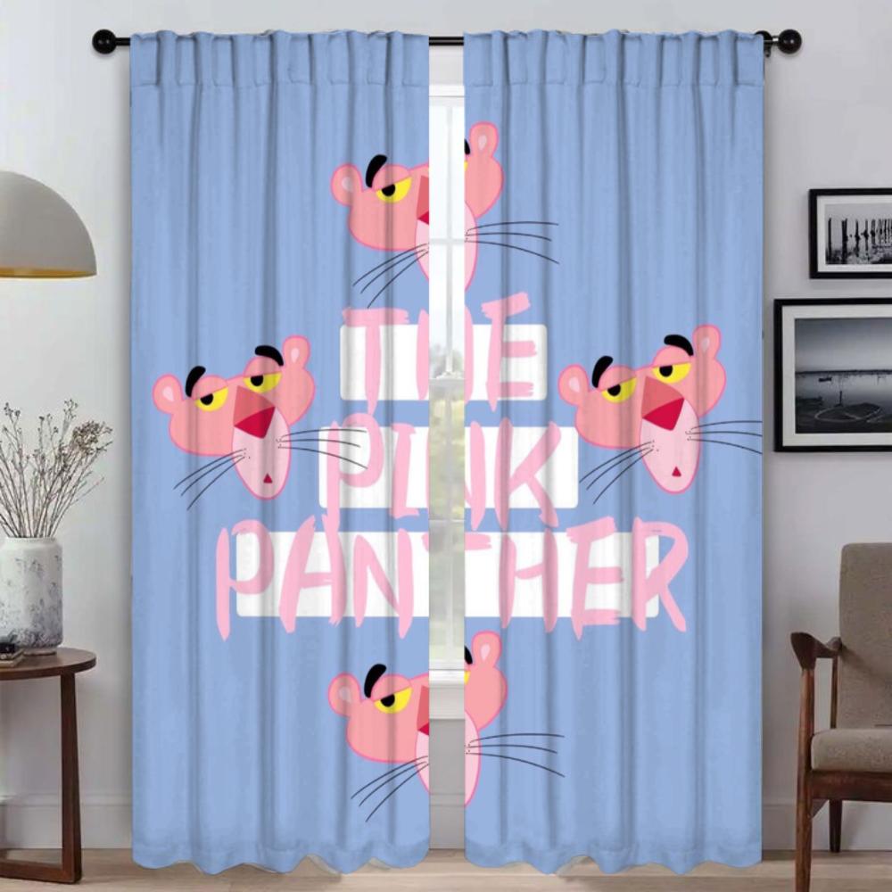 Modern Living Room Curtains Camera Pink Panther Shades Window Curtain Partition Halloween Decoration Home Interior Made Of Polyester Area Decor