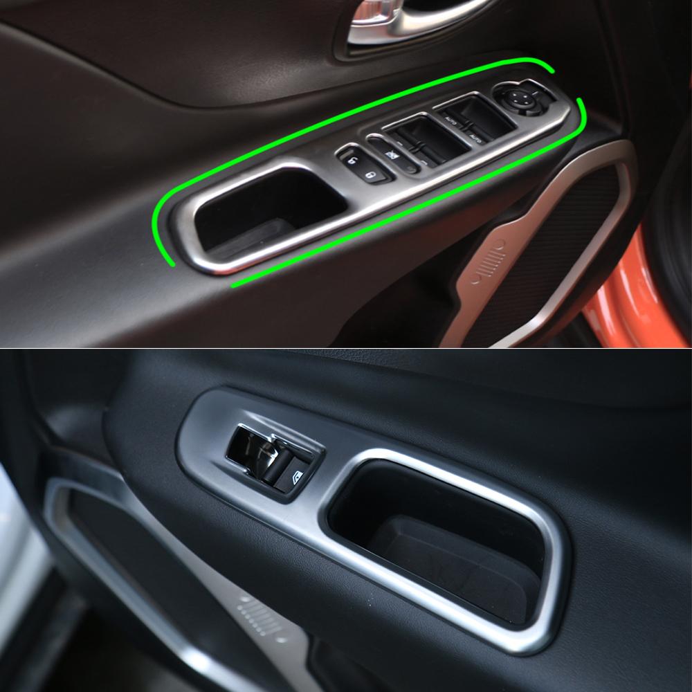 Window Lift Switch Button Decoration Cover Stickers for Jeep Renegade 2016 2017 2018    2022 Car Interior