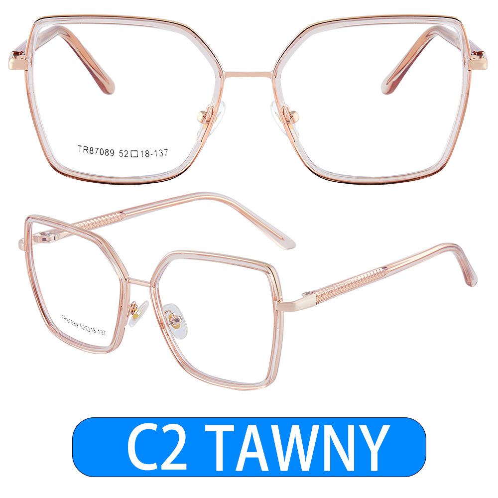 87089 Tr90 Anti-Blue Glasses Square Frame Glasses Frame Metal Spring Foot Full Frame Glasses Flat Glasses