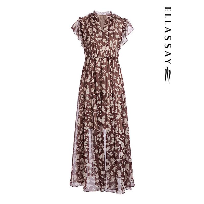 ELLASSAY Women's French Floral Print Midi Dress