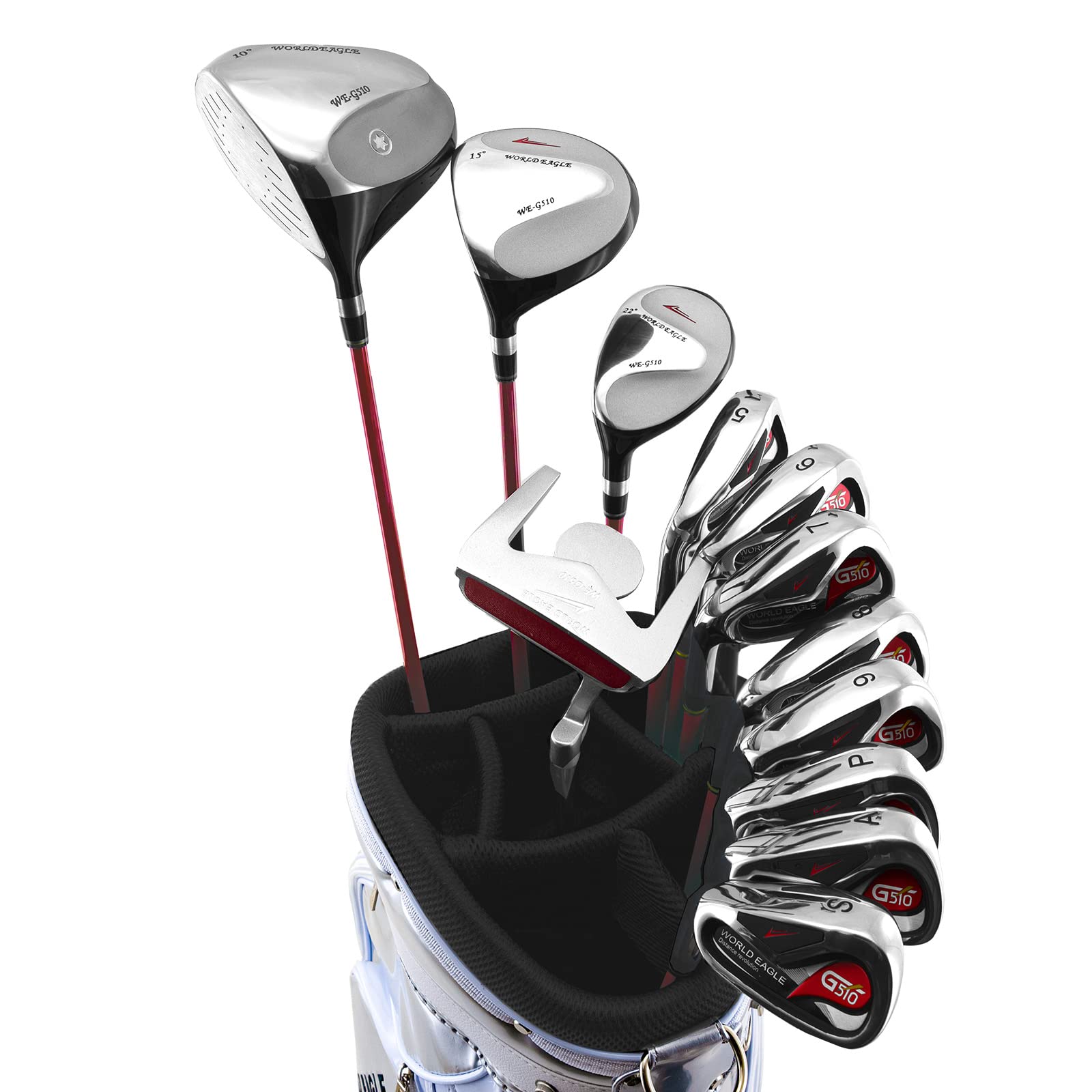

WORLD EAGLE G510 Club Set 12 Clubs Left HandedFlex S Bag: CBR5Silver Beginner [Used]