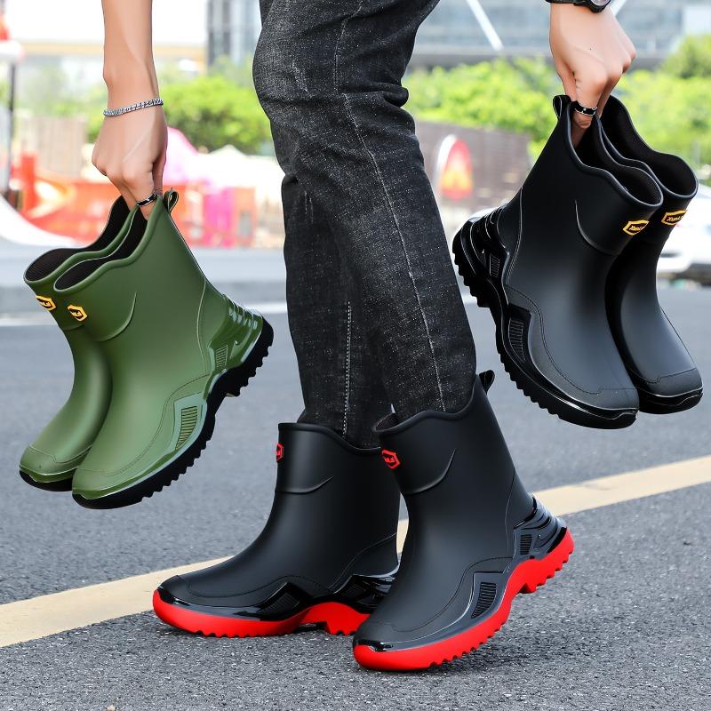 Trendy men's short and medium rain shoes multi-color sports rubber shoes thickened and widened non-slip environmentally friendly rain boots